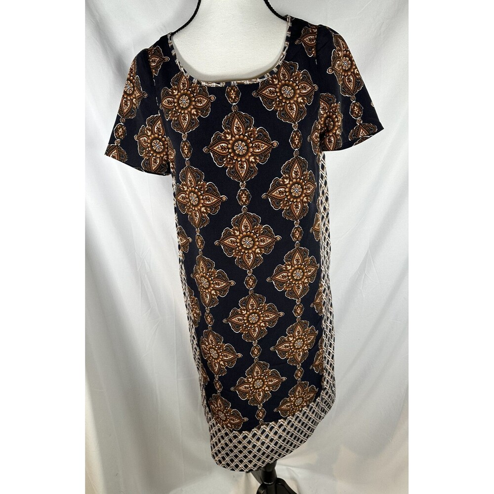 The Limited Shift Dress Short Sleeves Women’s Sz XS Fall Colors Geometric